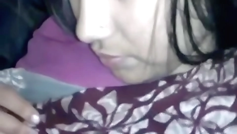 Indian chick in a lingerie shows her pussy to a guy