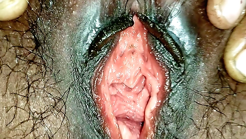 Hot and happy woman with hairy cunt and a sexy face