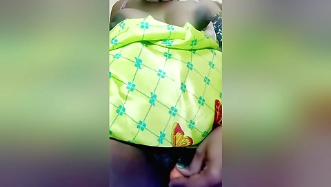 Indian solo girl with a hairy pussy masturbates on the computer