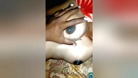 Indian girl with natural boobs fucked hard in the hairy cunt