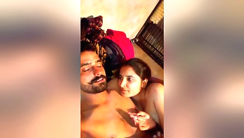 Indian teen with small tits makes out on the couch