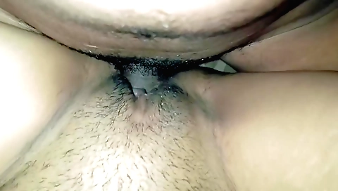 hairy girl in sexy outfit fucks a dildo in her pussy