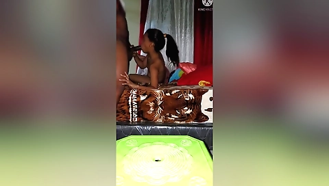 Brunette chick got a dick in her mouth for fucking