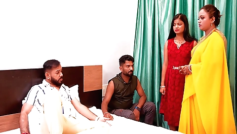 Indian brunette having a threesome in her own home