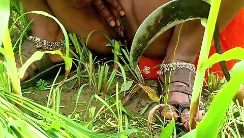 Solo girl in a red dress is masturbating in the pool