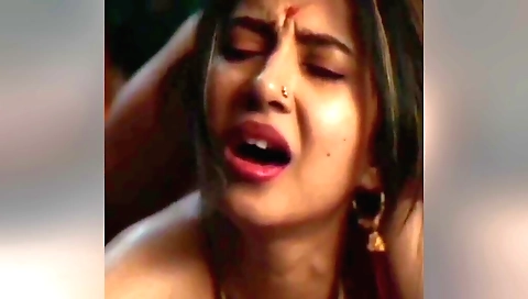 Indian brunette gets fucked in her tight body with music