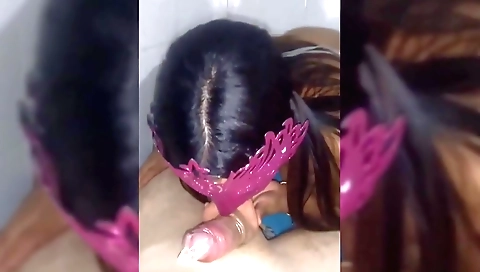 Busty brunette handjob in hot amateur handjob video