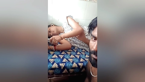 Indian girl fucked in the bed with a dick in her pussy