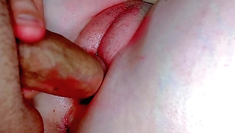 I paint my stepdaughter's pussy with lipstick to massage and use her