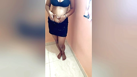 Indian dance show by a beautiful brunette in her home