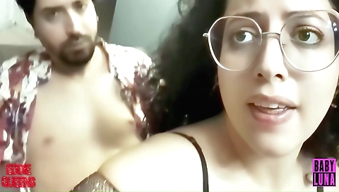 Busty brunette sluts with big tits fucks stepdaddy