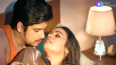 Awesome sex movie showing a sexy hot brunette in bed