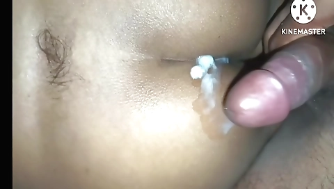 Brunette in a long black dress and ass fucked in bed