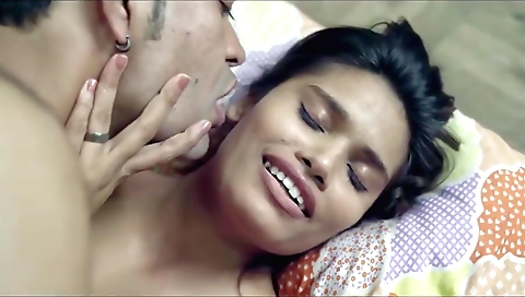 Hot brunette babe has a surprise party with her boyfriend