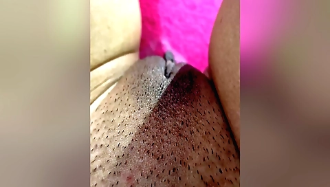 Red dress and white panties girl is making her pussy hard