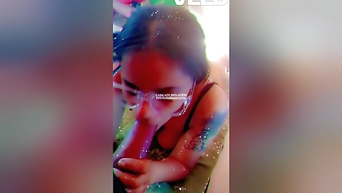 Indian tattooed babe gives blowjob to her big cock lover