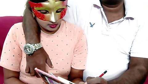 A teacher fucks a girl in bed with a teacher in the bed