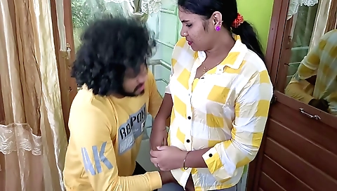 Indian teen with big tits rides a man in the dressing room