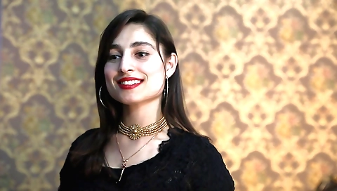 Hairy brunette masturbating solo on bed in bedroom