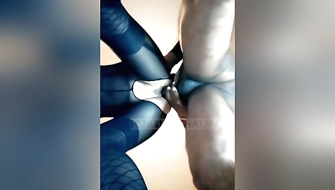 Russian guy takes a Muslim chick's shaved pussy hard