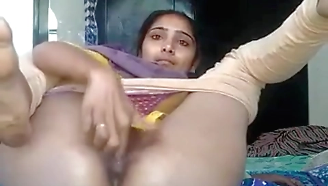 Indian pornstar with natural tits masturbates on webcam