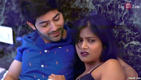 Brunette teen on a trip with her boyfriend to a place to go