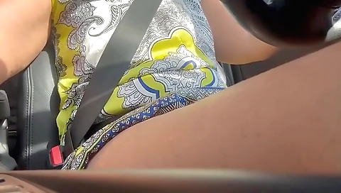 Wife masturbates in public car and then does it again