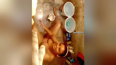 Chubby brunette with a hairy pussy masturbates on webcam