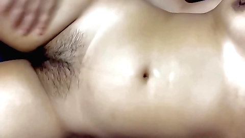 Hairy girl in amateur fetish video showing pussy lips