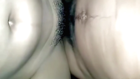 Indian babe with hairy breasts on top of a vibrator